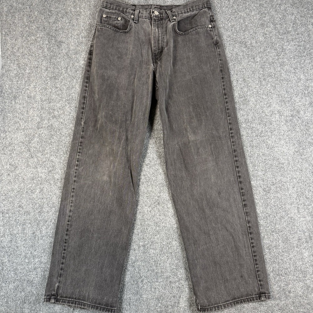 👖 Vintage Polo Jeans Co Ralph Lauren Banner Jeans 30x32 Washed Black Baggy Y2K